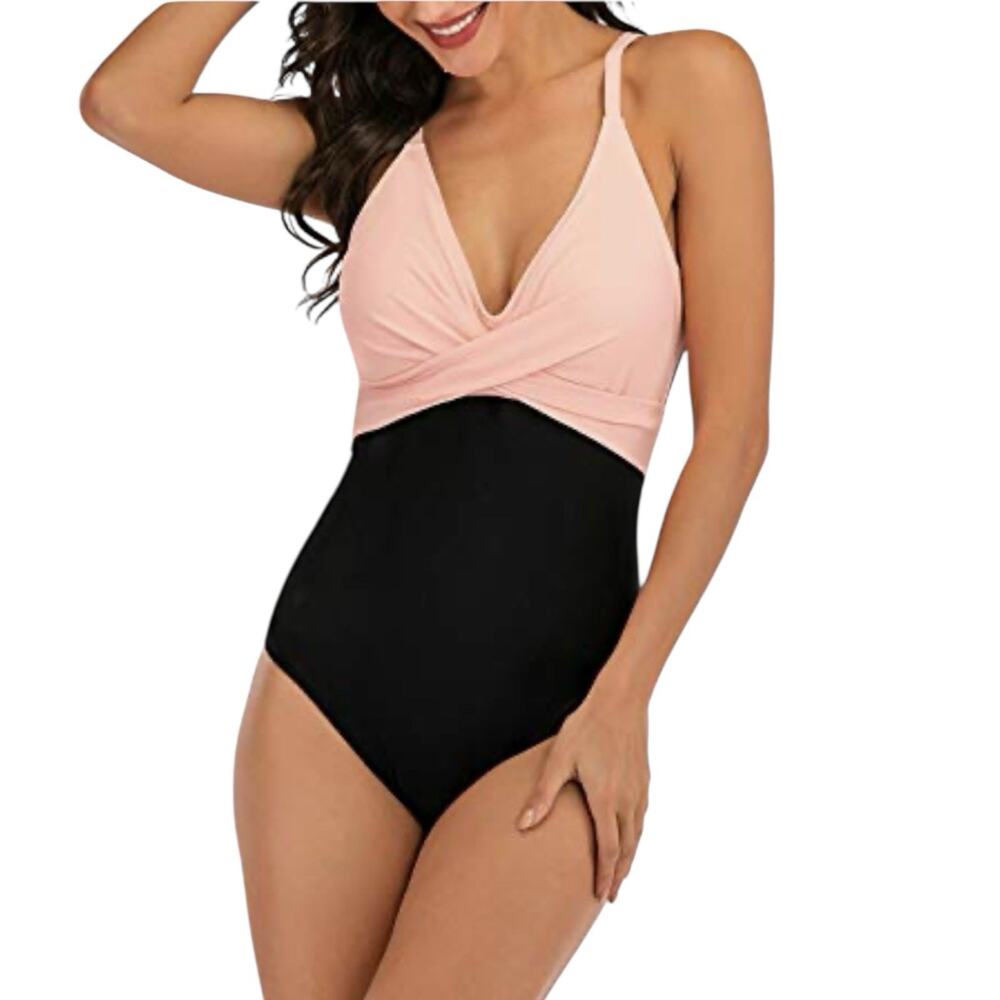 NWD Peach & Black Ruched One Piece Tummy Control Slimming One Piece Swimsuit XL